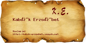 Kabók Erzsébet névjegykártya